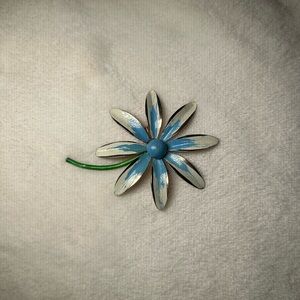 Blue and White Flower Brooch